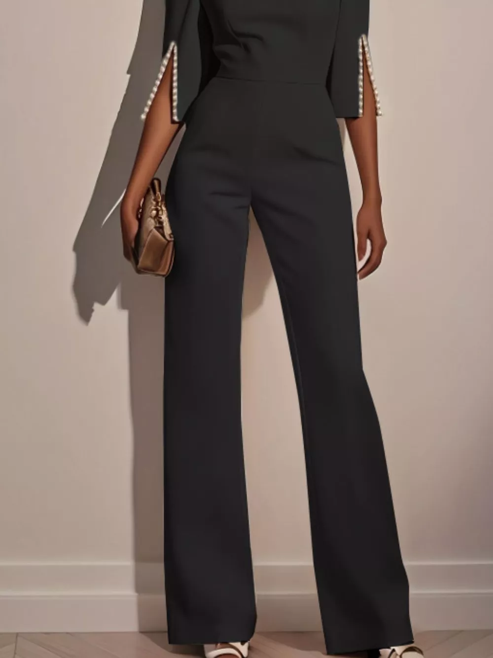 Wide-Leg Jumpsuit with Slit Sleeve, image 9
