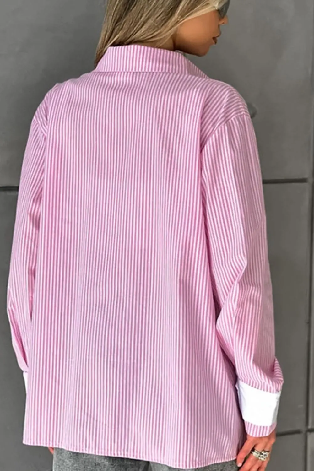 Striped Collared Neck Long Sleeve Shirt, image 5