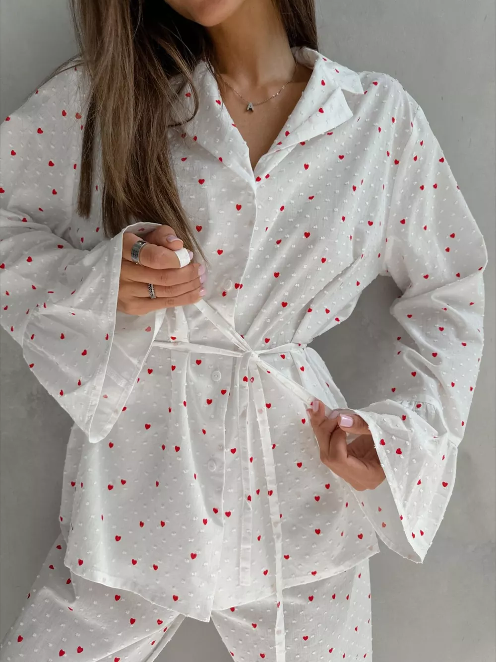 Heart Print Long Sleeve and Pants Lounge Set, image 2