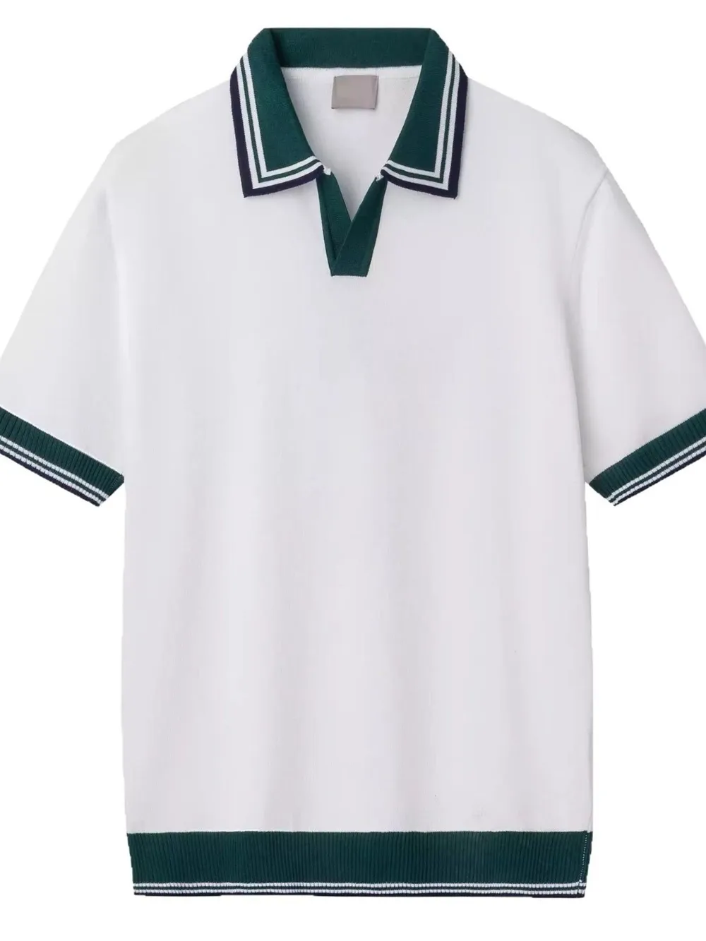 Men's Plus Size Classic Striped Collar Knit Polo Shirt, image 9