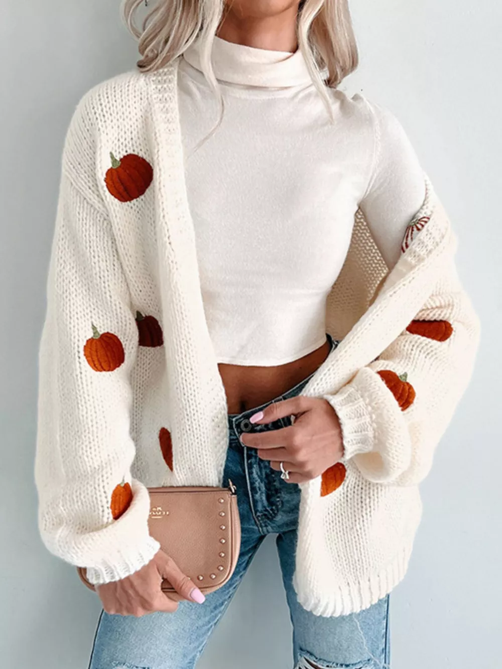 Embroidered Button Up Cardigan, image 8