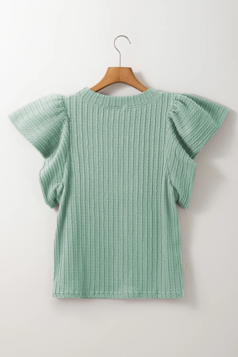 Textured Round Neck Flounce Sleeve Blouse, image 14