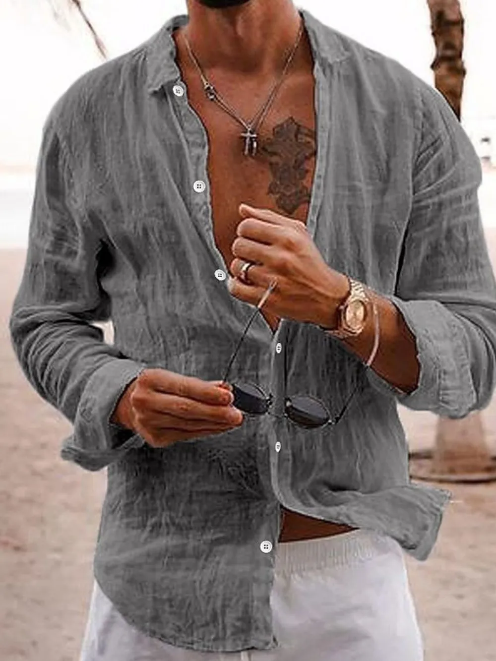 Men's Full Size Button Up Long Sleeve Shirt Plus Size, image 3
