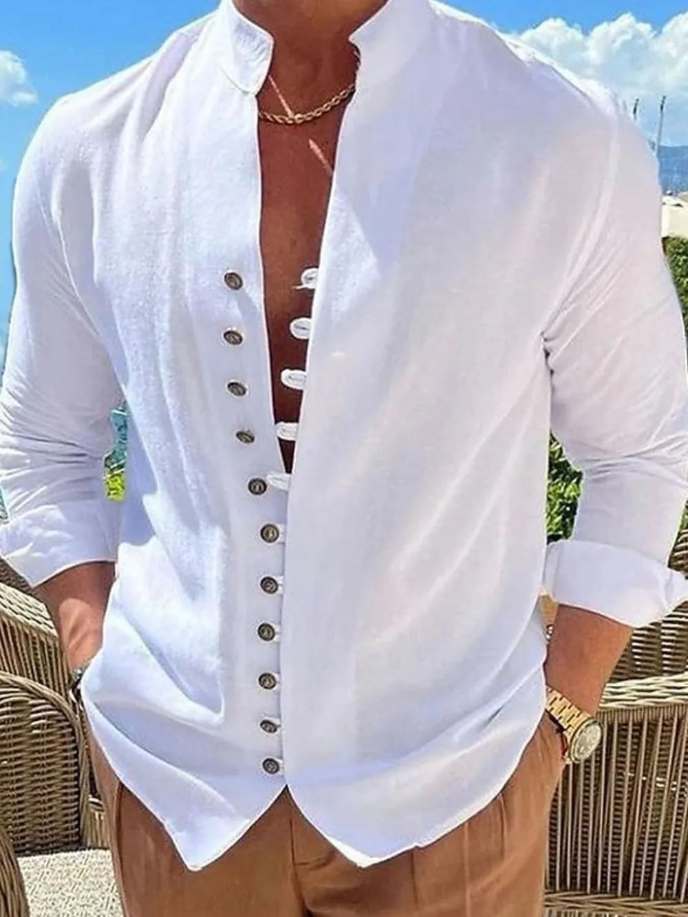 Men's Full Size Button Front Long Sleeve Shirt Plus Size, image 2