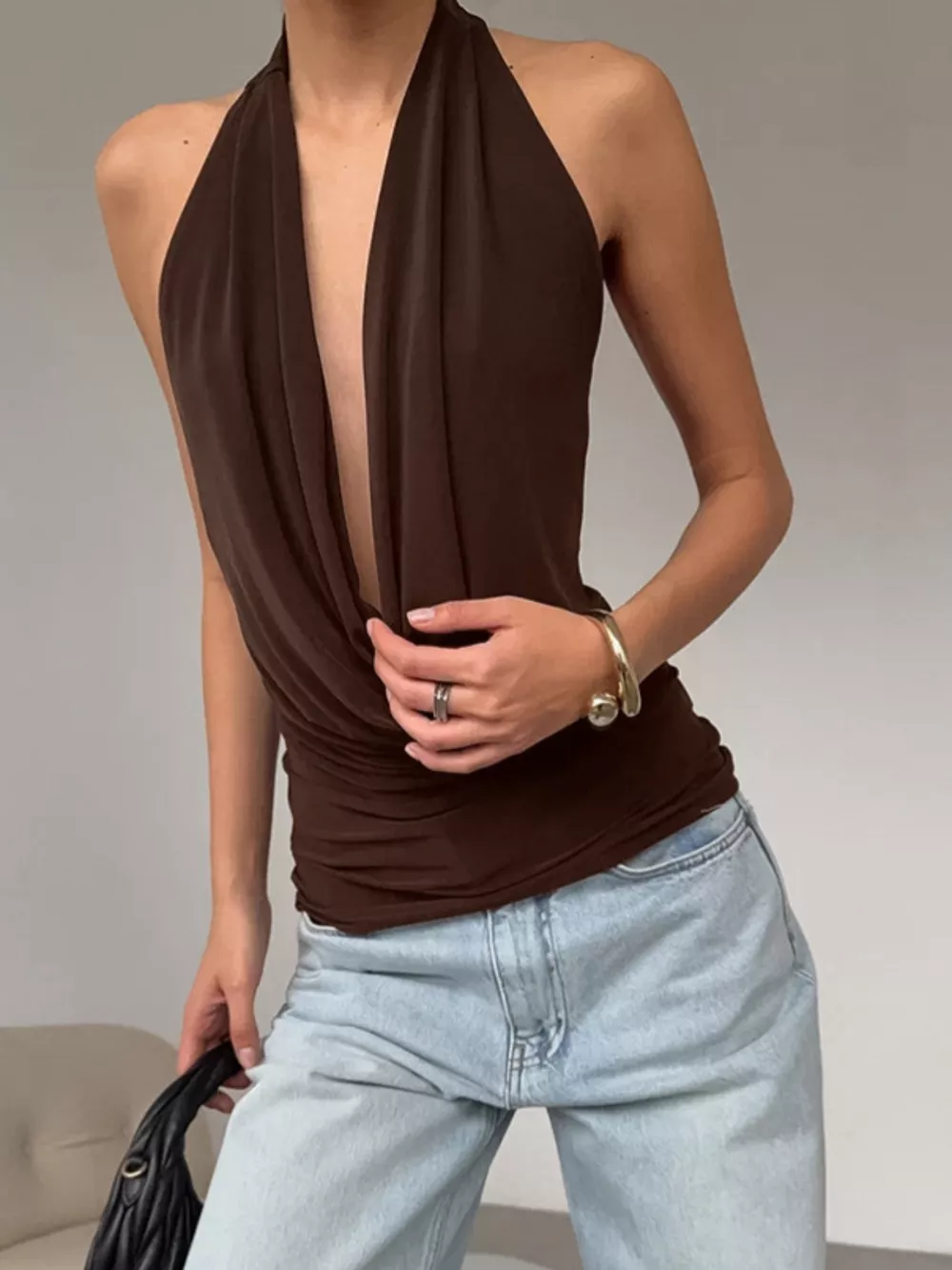 Backless Halter Cowl Neck Cami, image 4