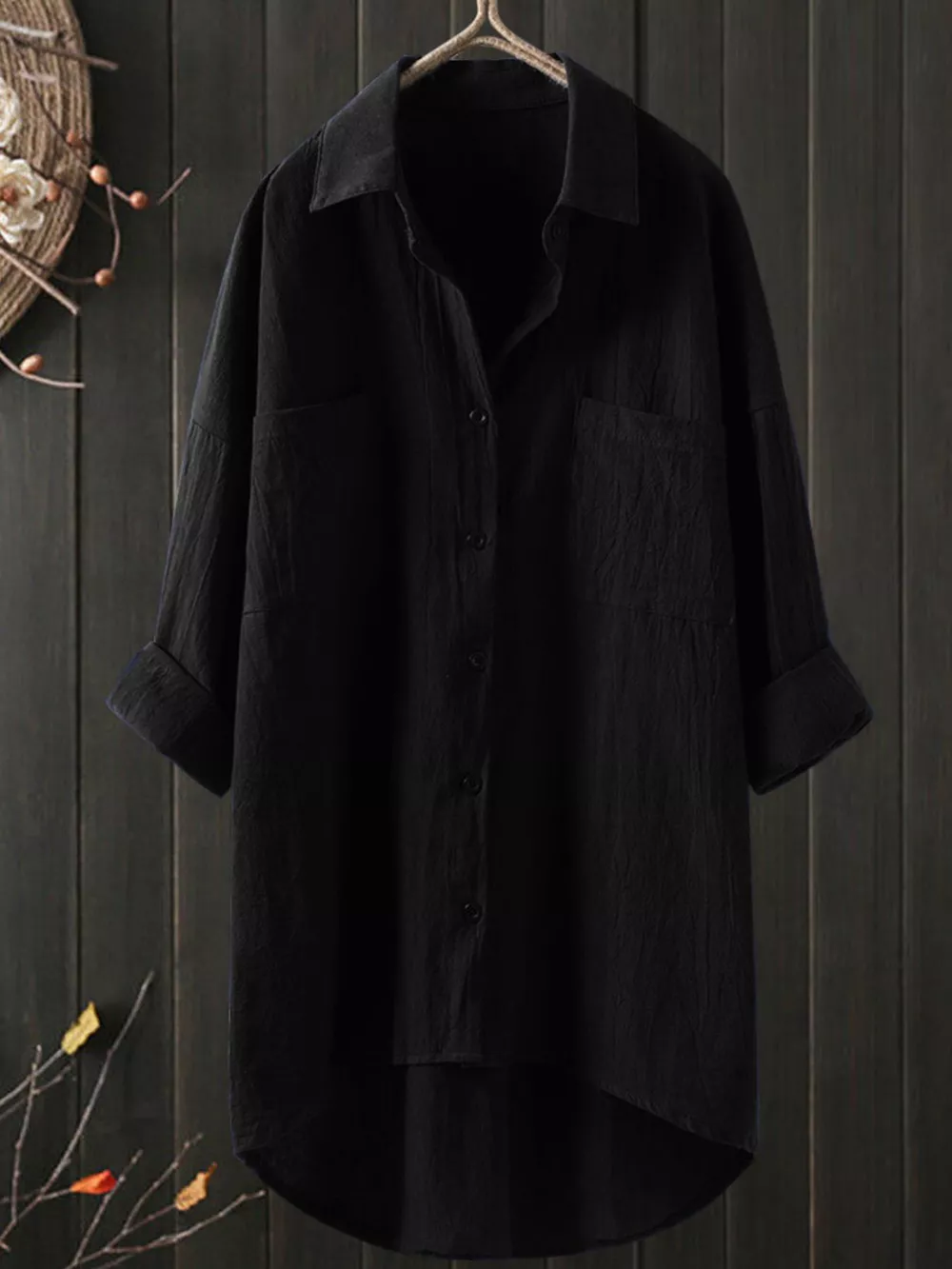 Full Size Casual Button-Down Shirt with Dual Chest Pockets Plus Size, image 8