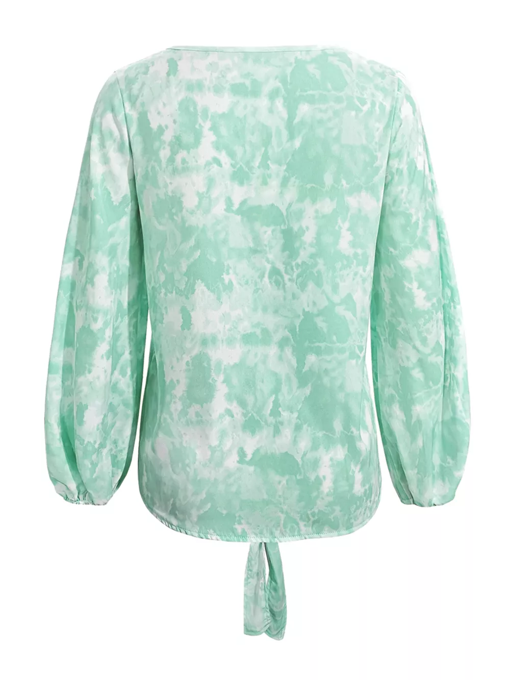 V-Neck Long Sleeve Tie-Front Blouse, image 9