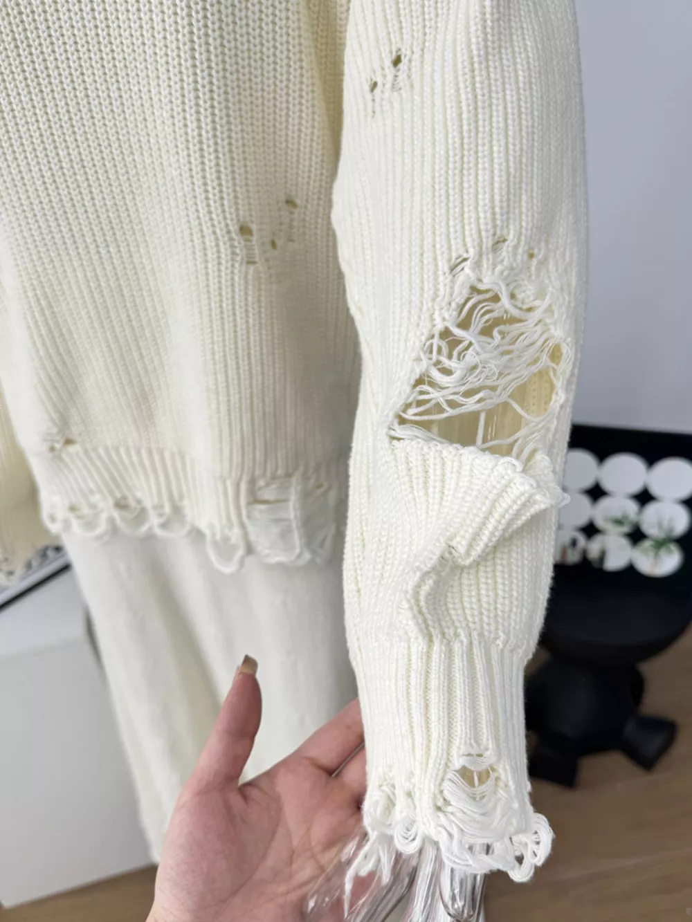 Distressed Long Sleeve Sweater and Skirt Set, image 9