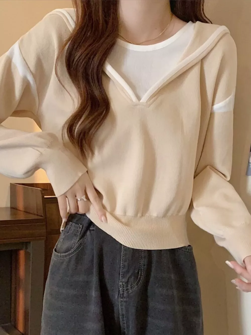 Contrast Trim Hooded Sweater, image 13