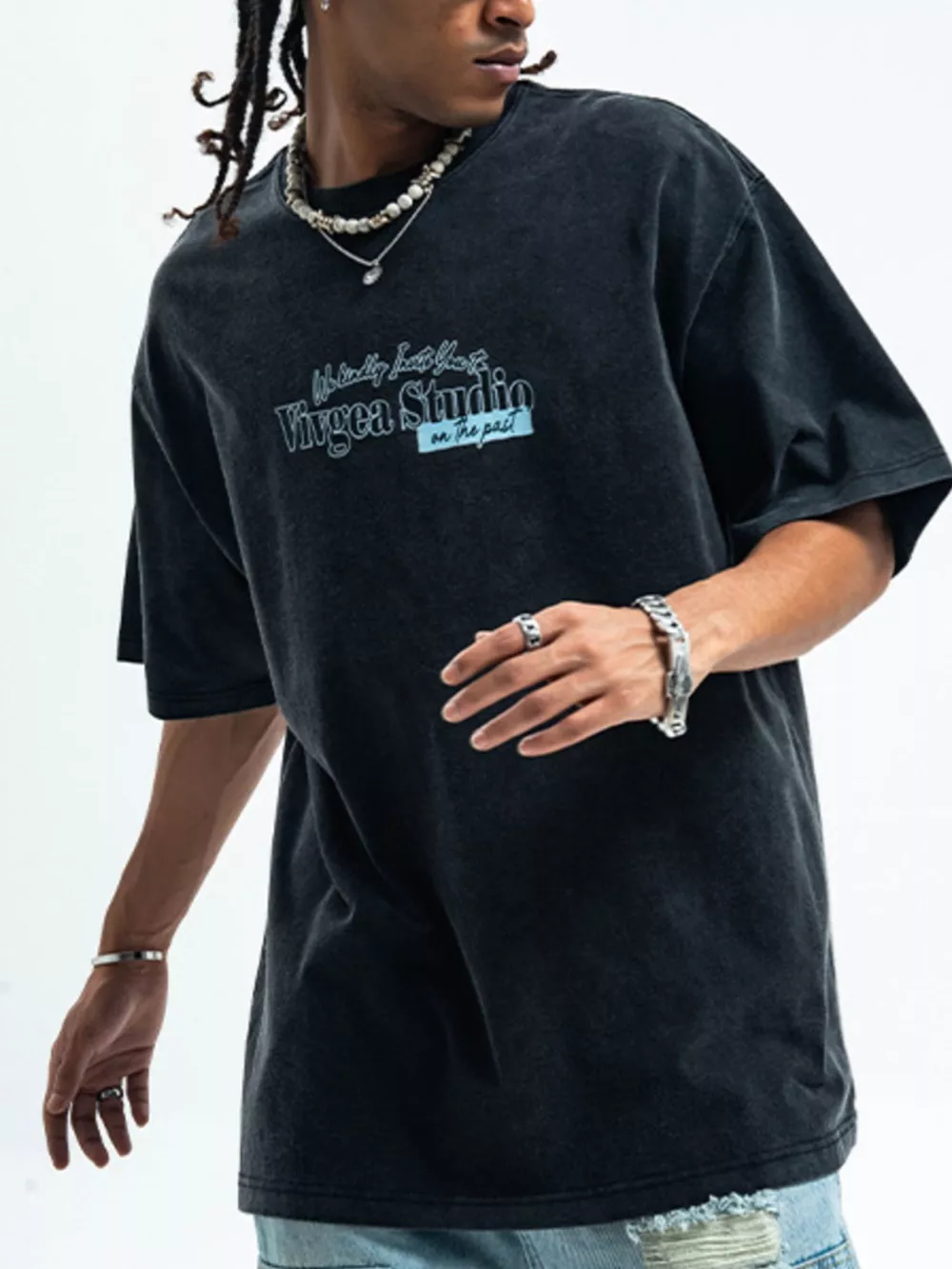 Men's Letter Round Neck Short Sleeve T-Shirt, image 3