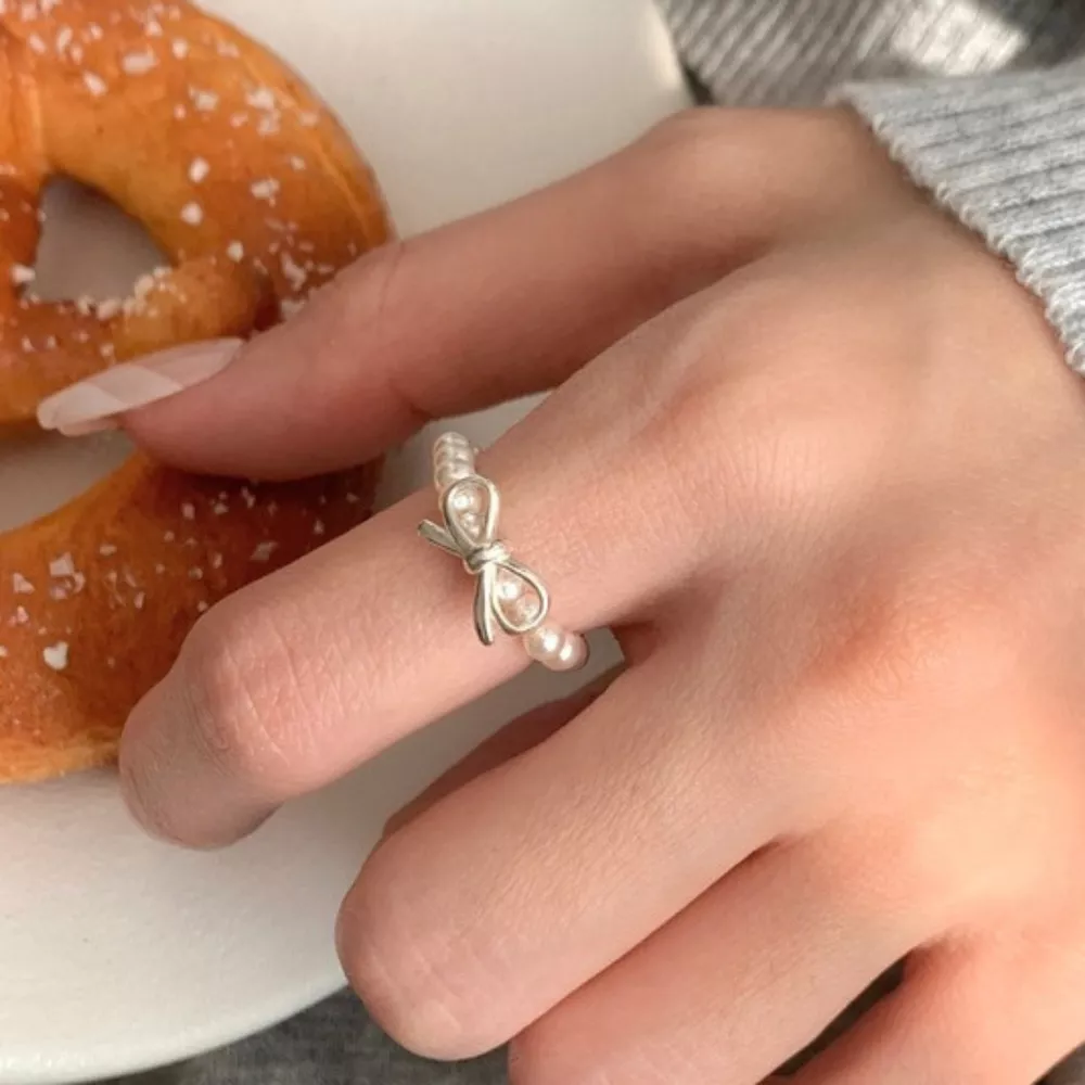 Bow Pearl Beaded Ring, image 3