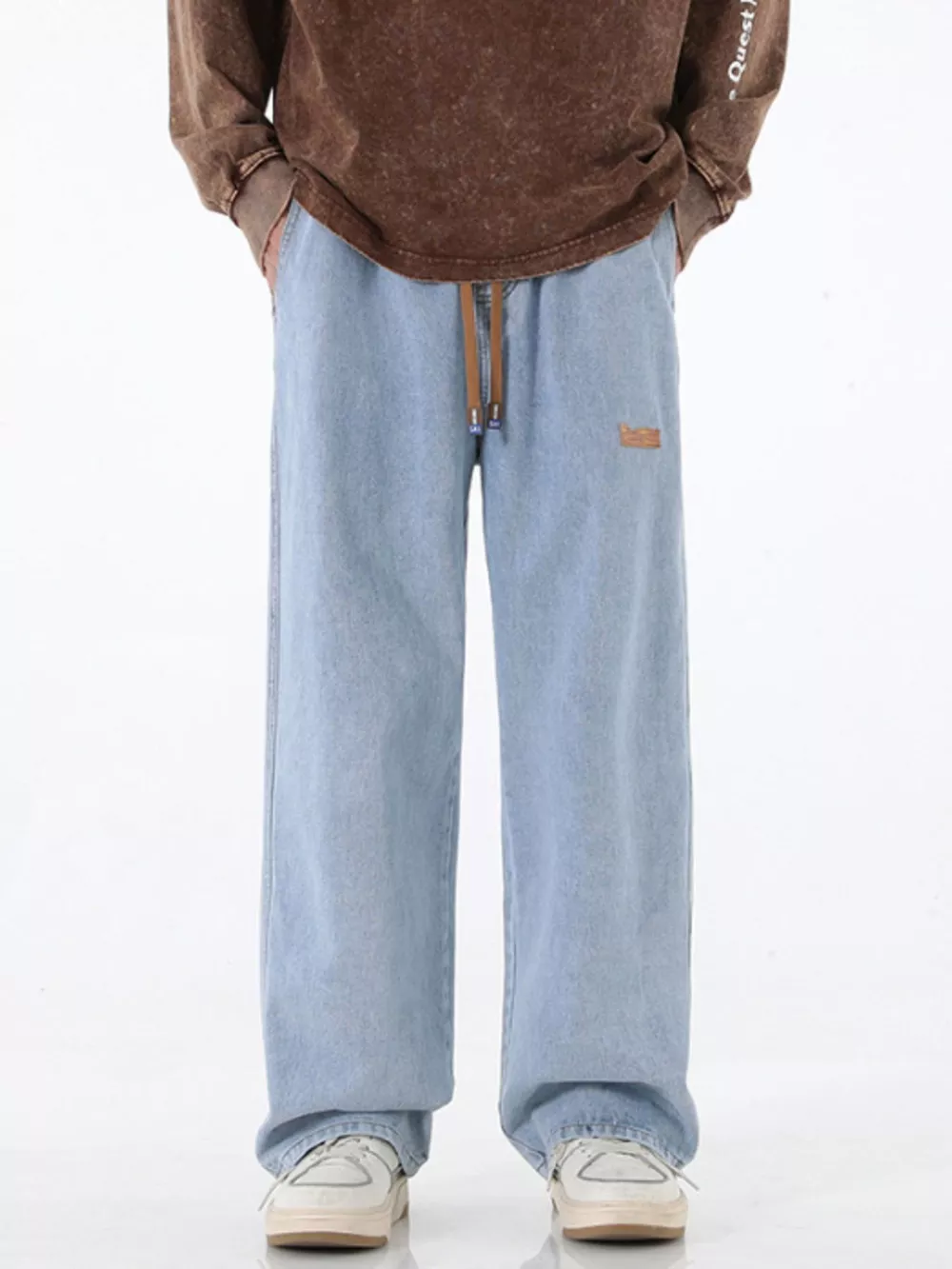 Men's Full Size Wide Leg Drawstring Jeans, image 7