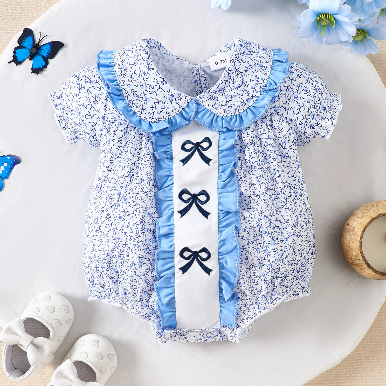 Children's Ruffle Trim Short Sleeve One-Piece