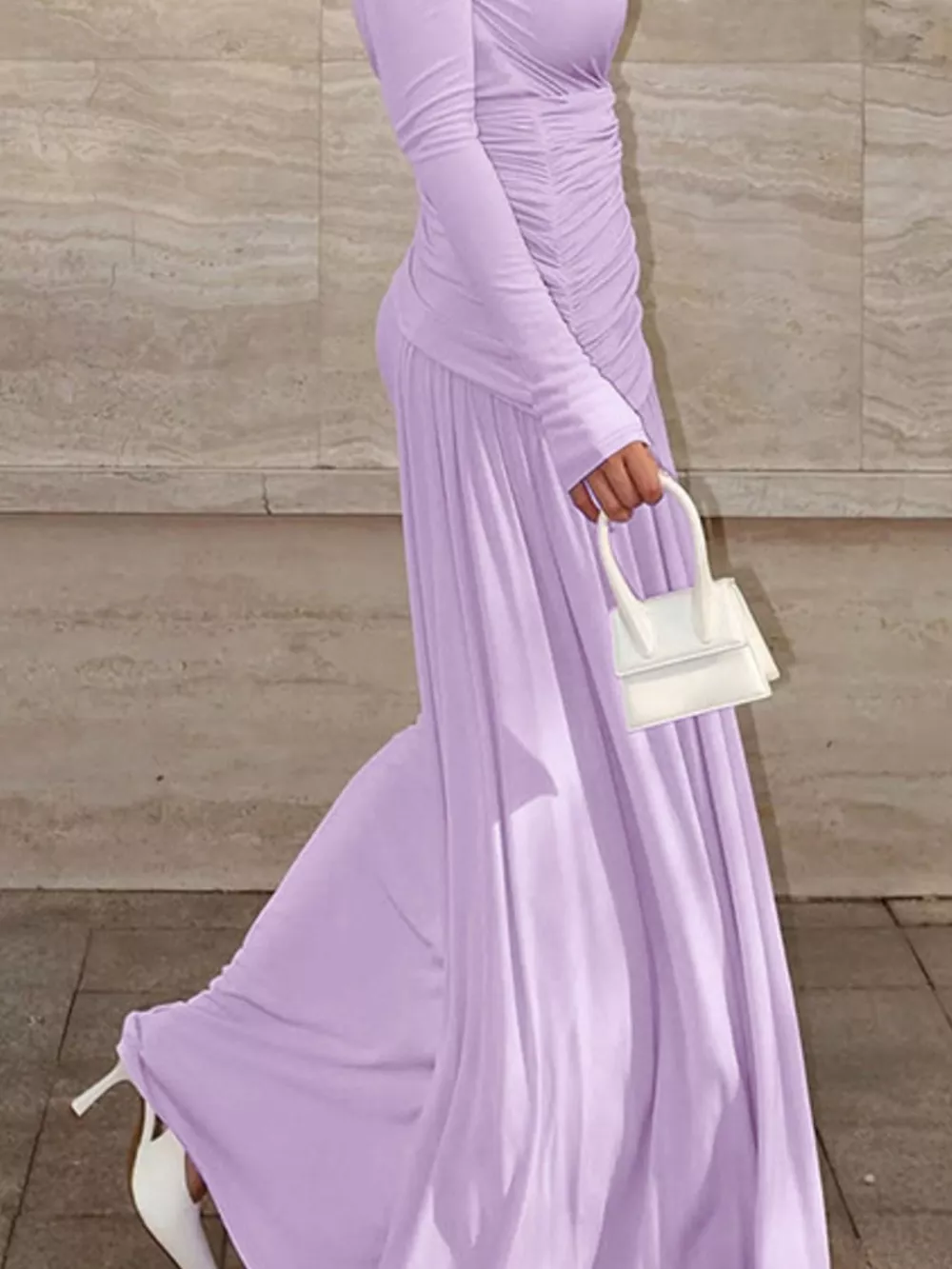 Ruched Long Sleeve Mermaid Maxi Dress, image 16