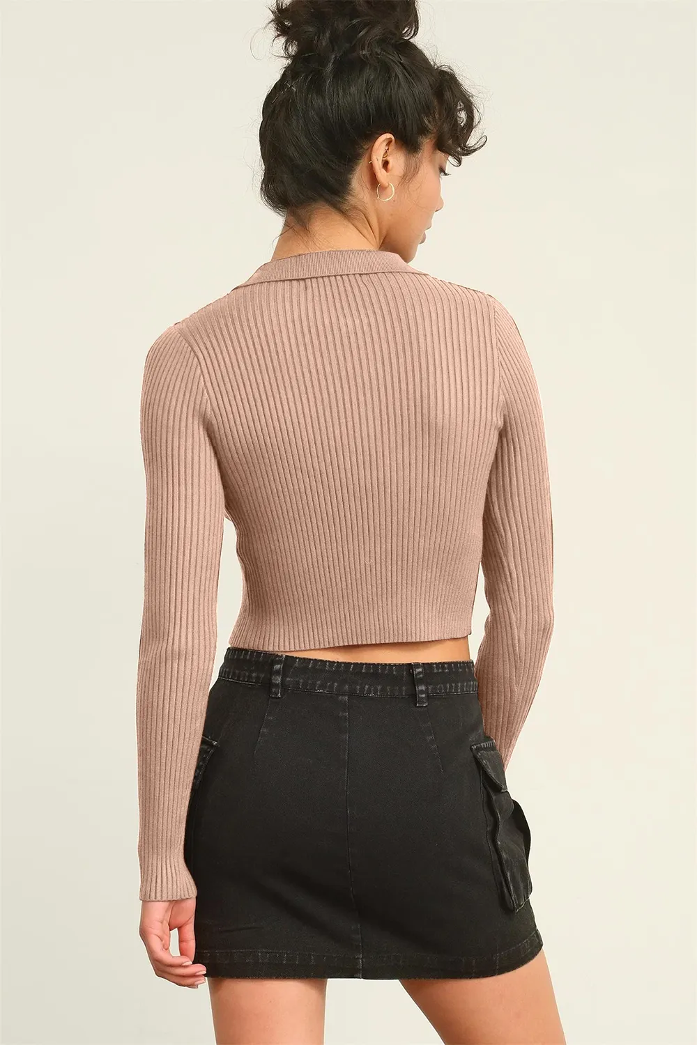 Ribbed Double Zip Cropped Cardigan, image 2