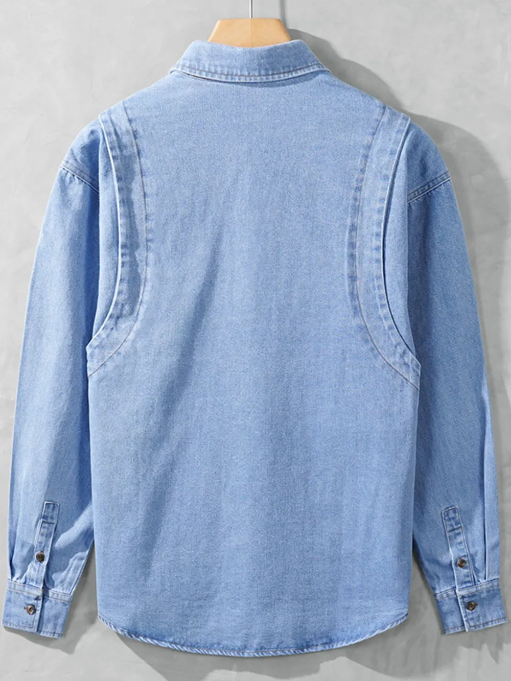 Men's Plus Size Button Up Long Sleeve Denim Shirt, image 3