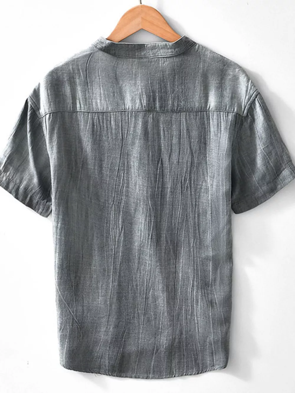 Men's Plus Size Button Detail Short Sleeve Blouse, image 3