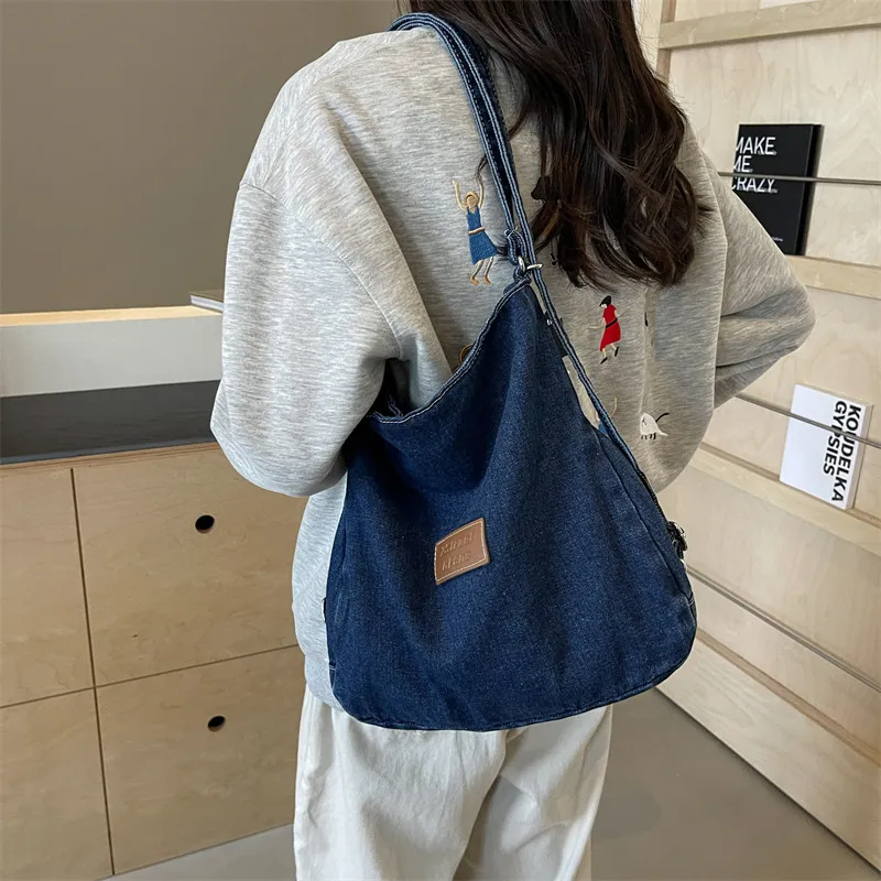 Adjustable Strap Denim Shoulder Bag, image 17