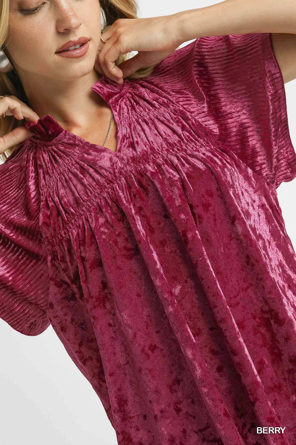 Crushed Velvet Pleated Blouse, image 4