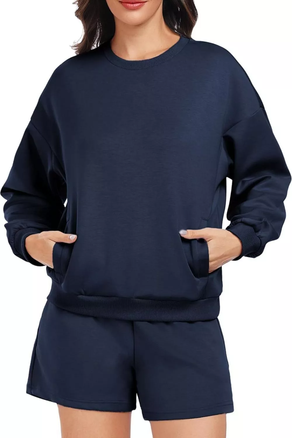 Round Neck Sweatshirt and Shorts Set, image 22