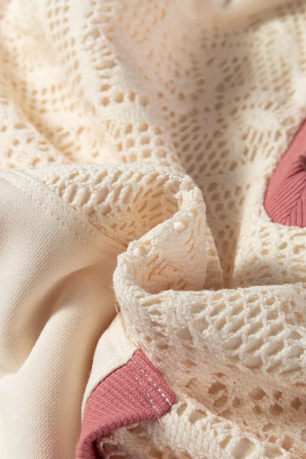 Crochet Knit Contrast Trim Hoodie, image 11
