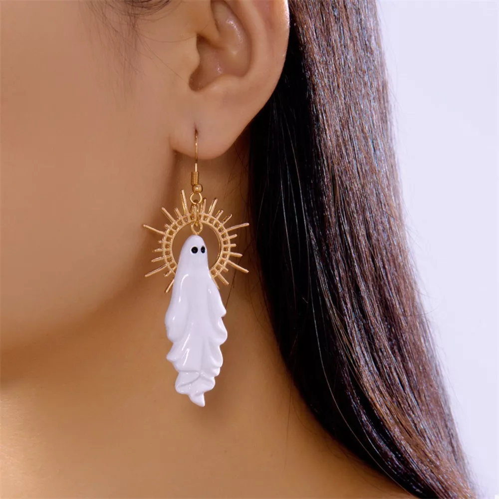 Halloween Sunburst Ghost Drop Earrings, image 2