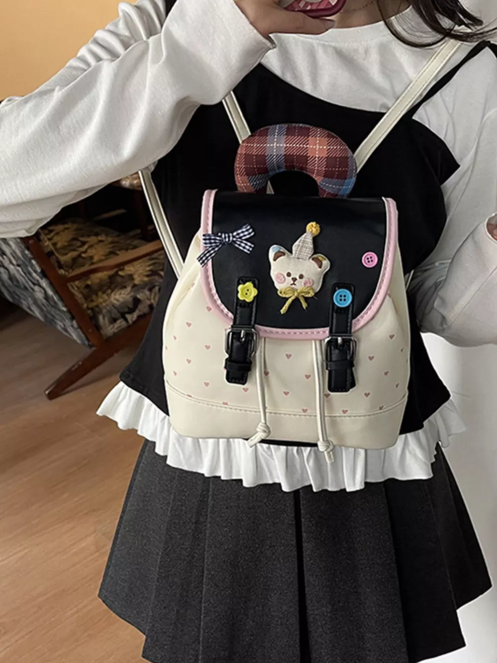 Cartoon Bear Decorated Backpack Bag, image 2