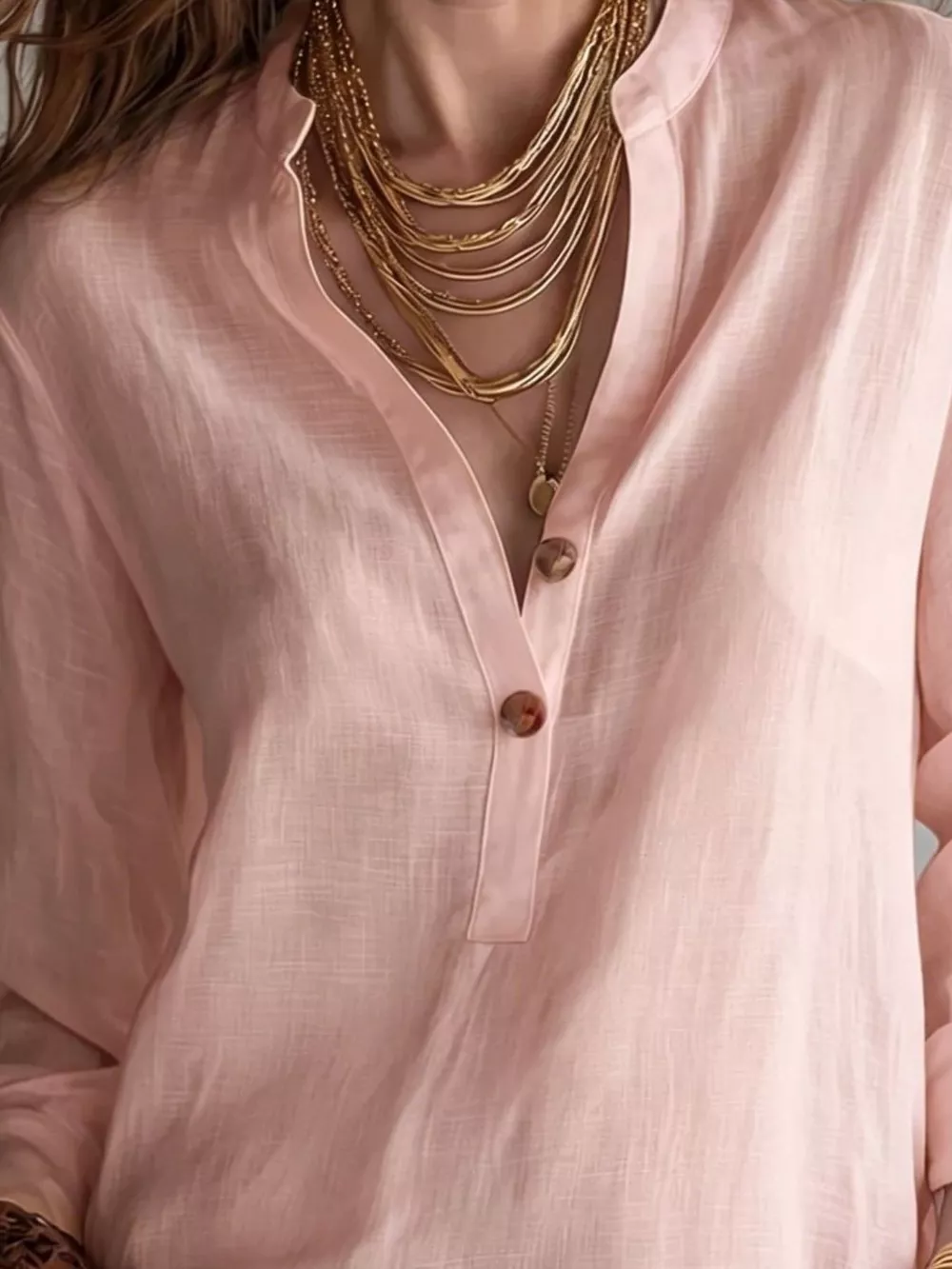 Button Detail Long Sleeve Blouse, image 2