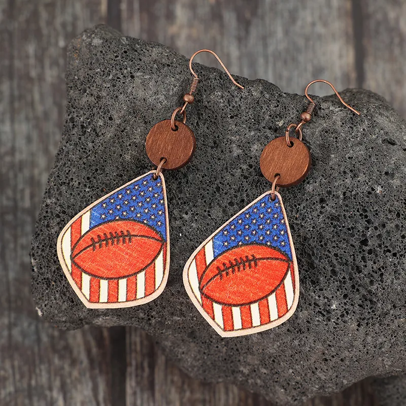 Printed Wooden Dangle Earrings, image 2