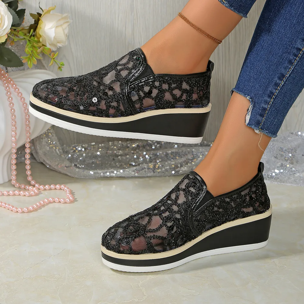 Mesh Platform Wedge Slip-Ons, image 4