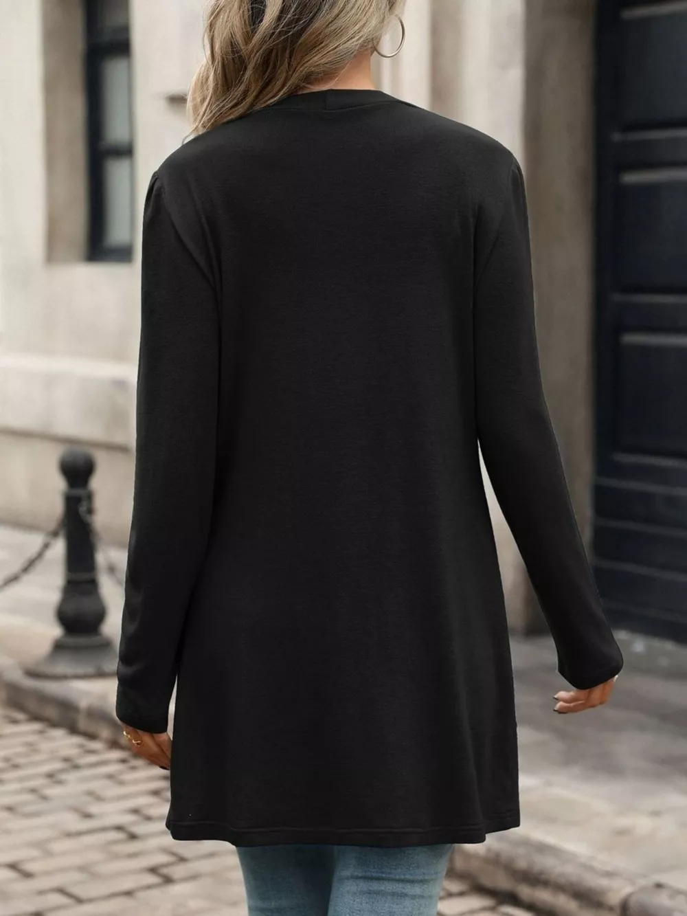 V-Neck Button-Up Long Sleeve Cardigan with Pockets, image 10