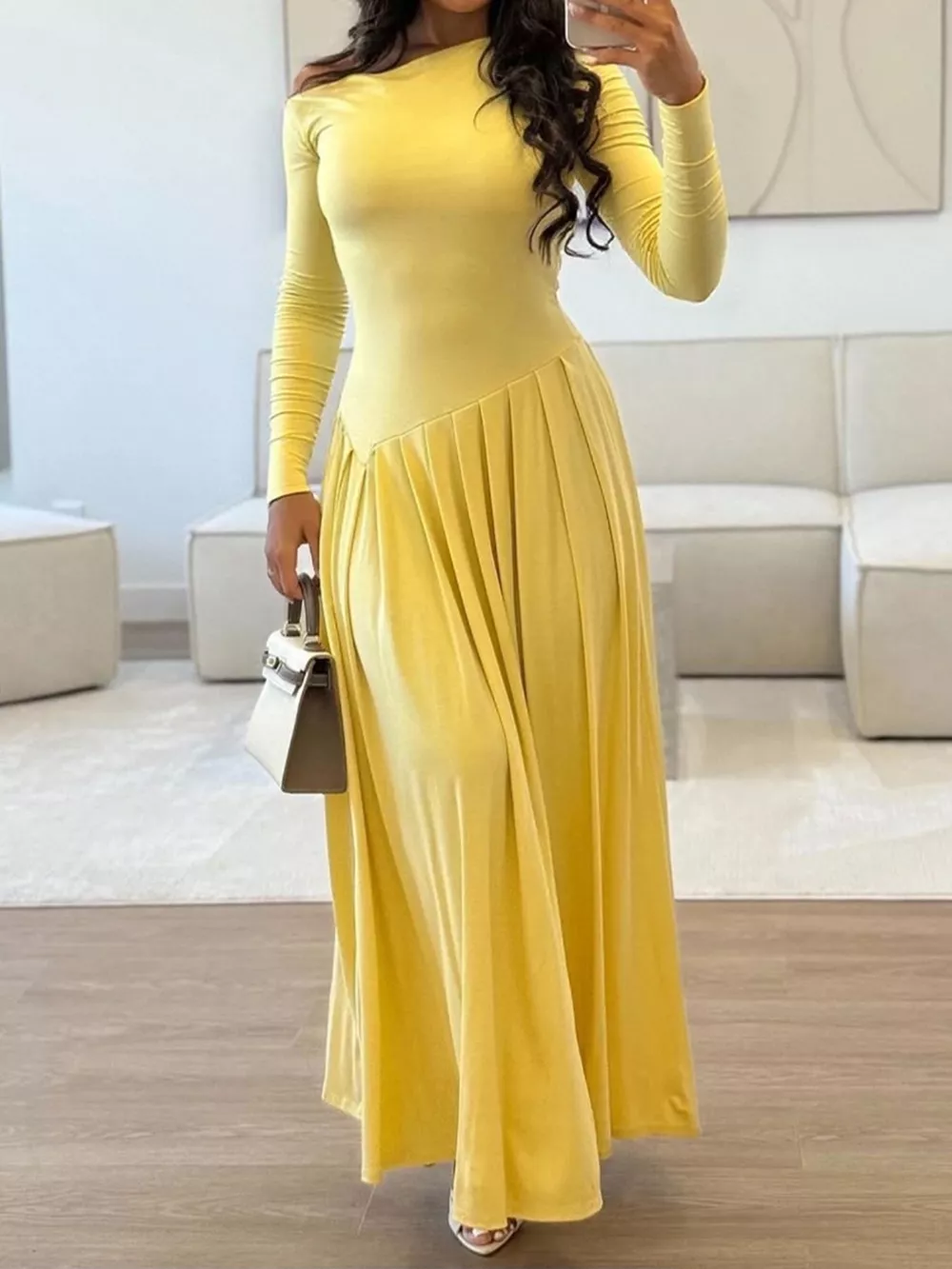 Ruched One Shoulder Long Sleeve Dress, image 13