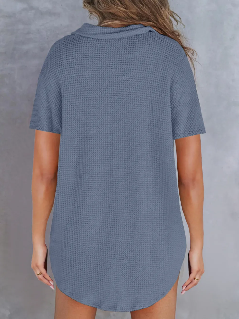 Waffle-Knit Short Sleeve Polo Shirt, image 14