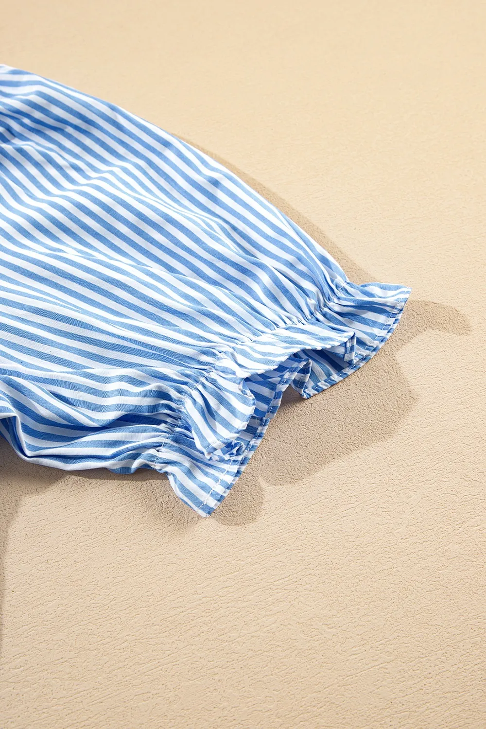 Stripe Bubble Short Sleeve Tiered Scallop Midi Dress, image 11