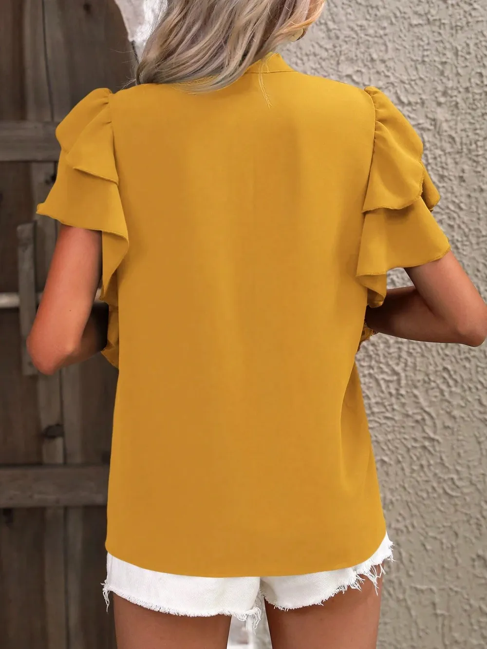 Ruffle Sleeve Notched Blouse, image 26