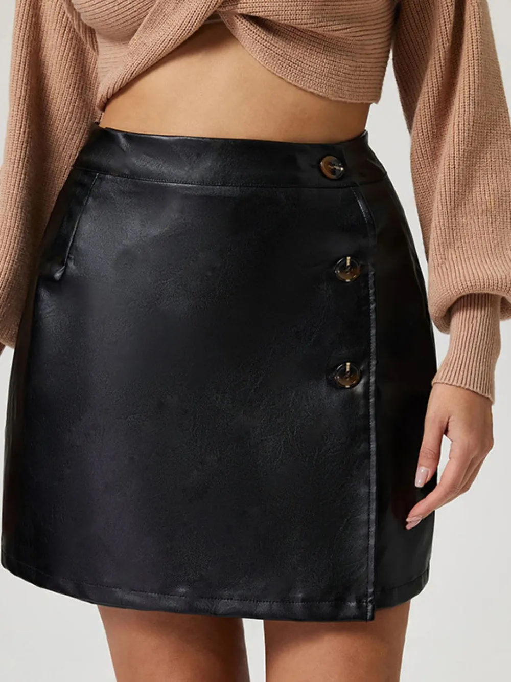 Buttoned High Rise Mini Skirt, image 5