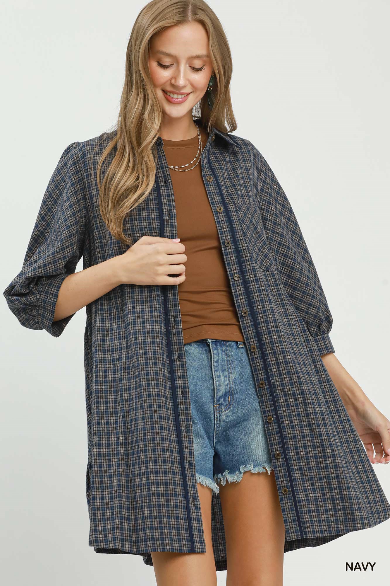 Plaid Button Down Oversized Shirt Dress, image 4