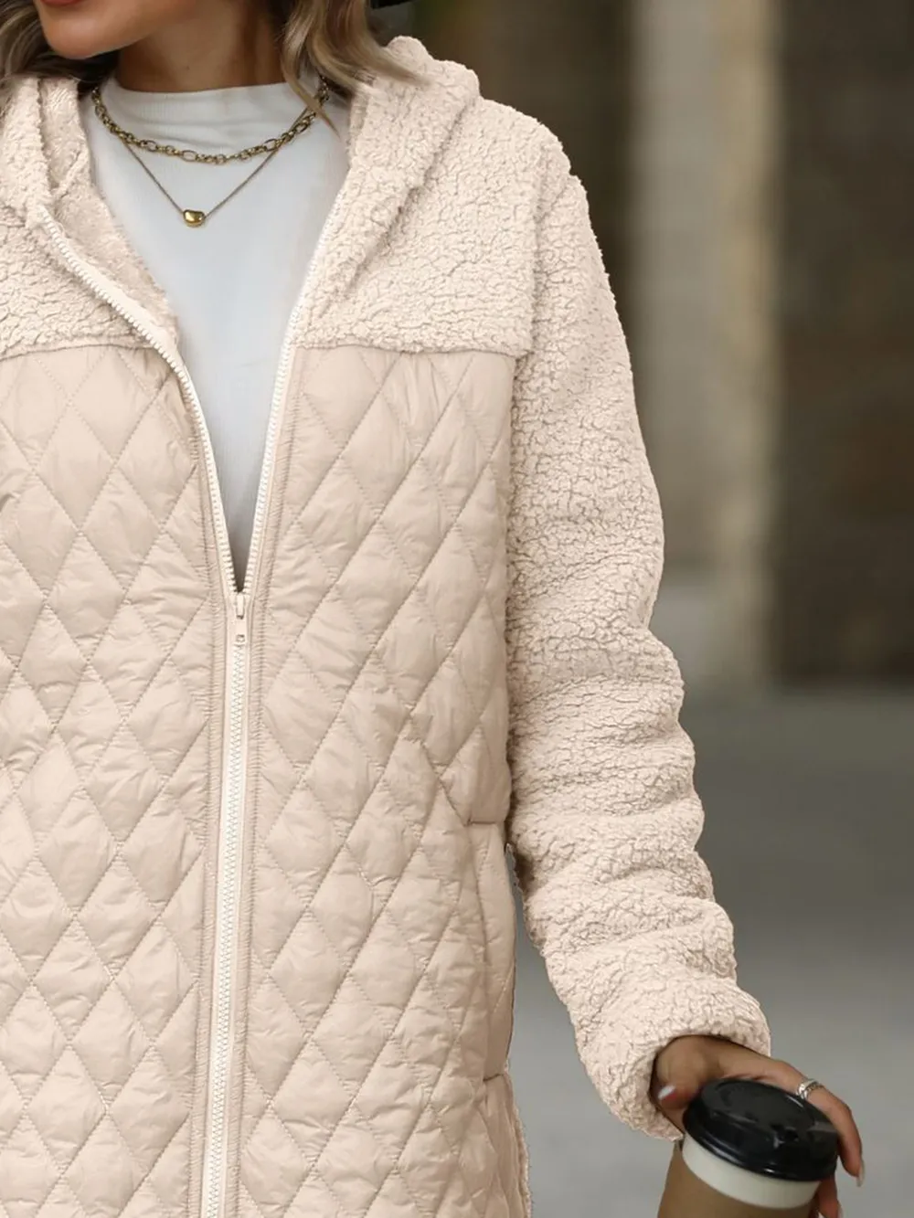 Texture Zip Up Long Sleeve Hooded Coat, image 14