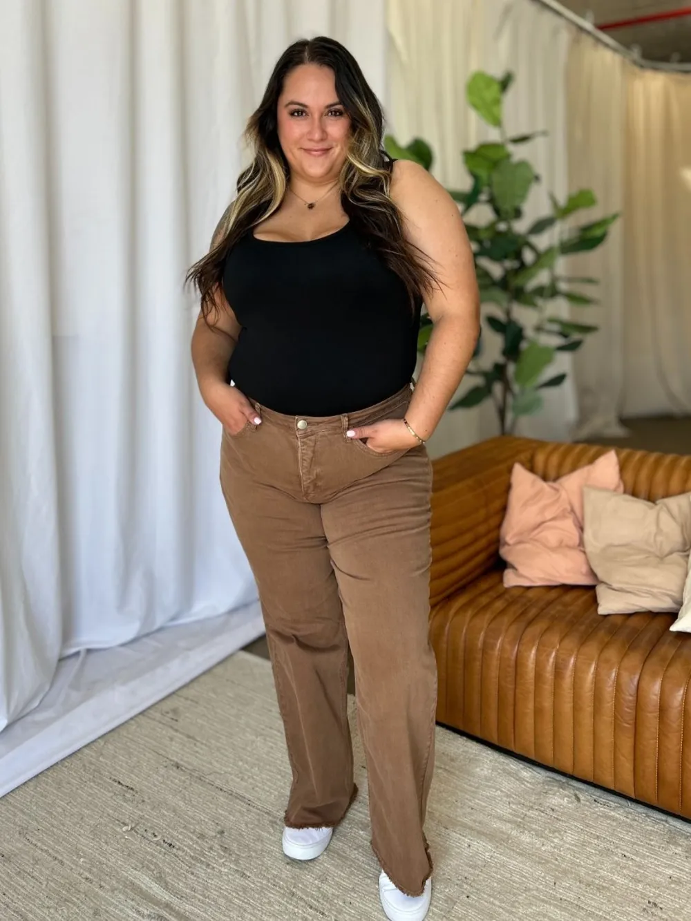 Full Size High Rise Garment Dye Wide Leg Jeans, image 14