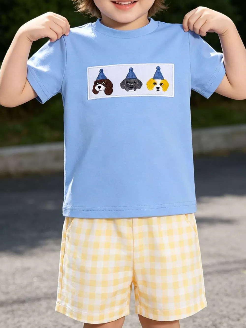 Children's Puppy Round Neck Tee and Shorts Set, image 2
