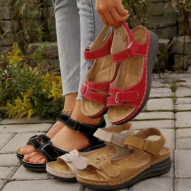 PU Leather Wedge Buckle Sandals, image 2