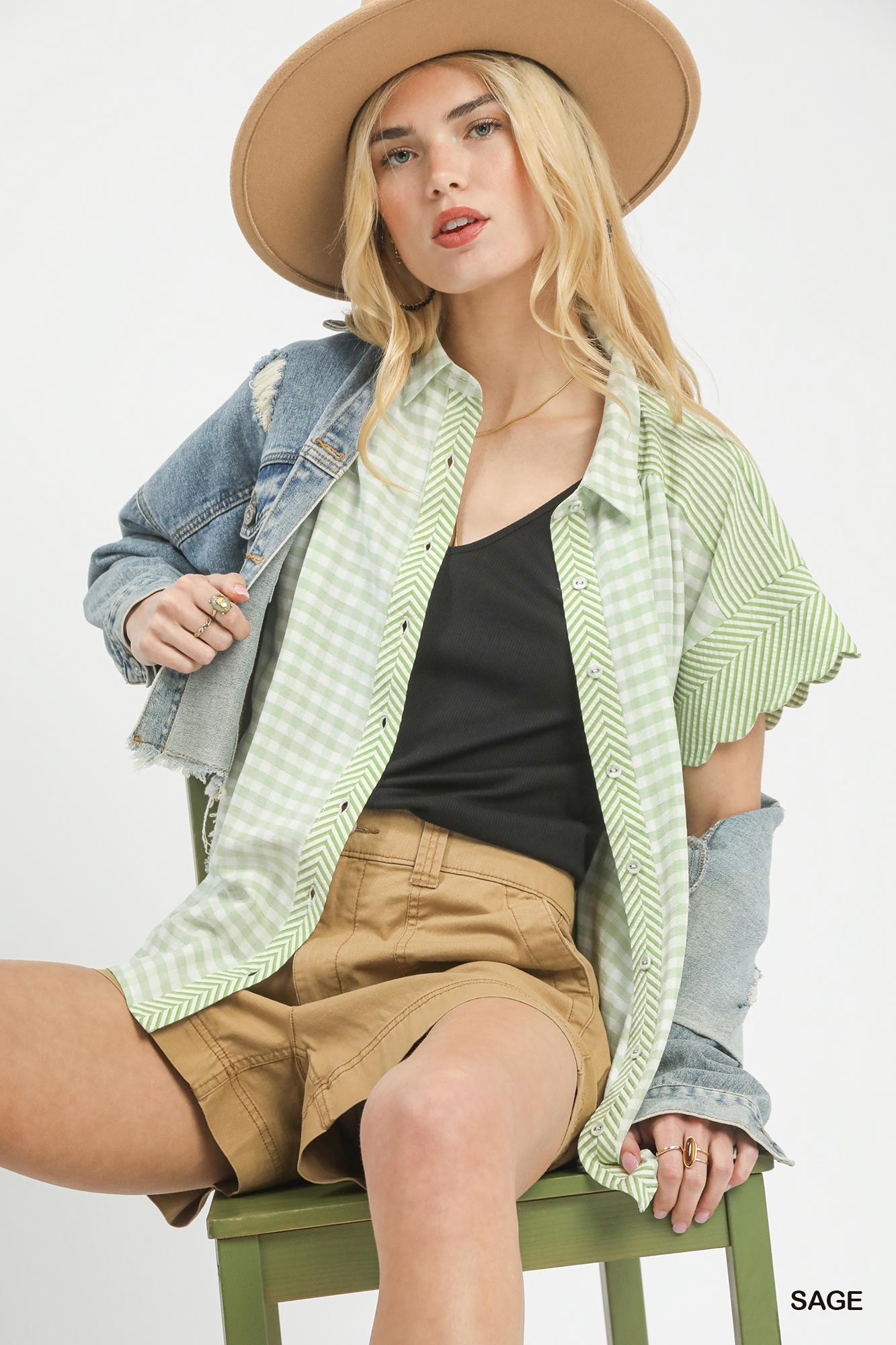 Mixed Gingham Short Sleeve Shirt, image 6