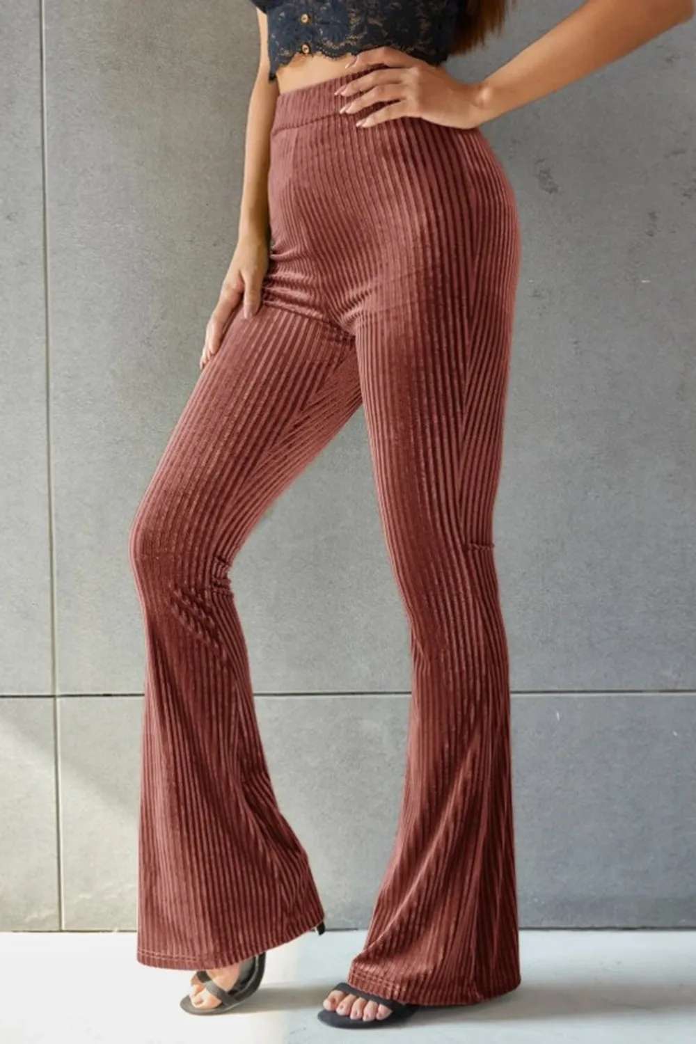 Ribbed High Waist Flare Pants, image 6
