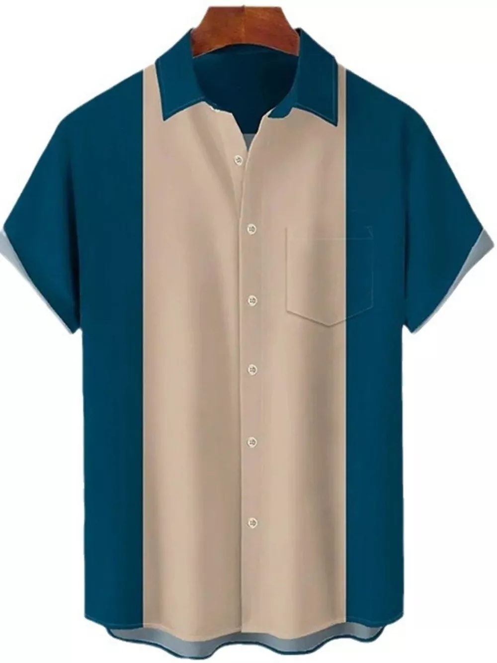Men's Full Size Color Block Short Sleeve Shirt Plus Size, image 3