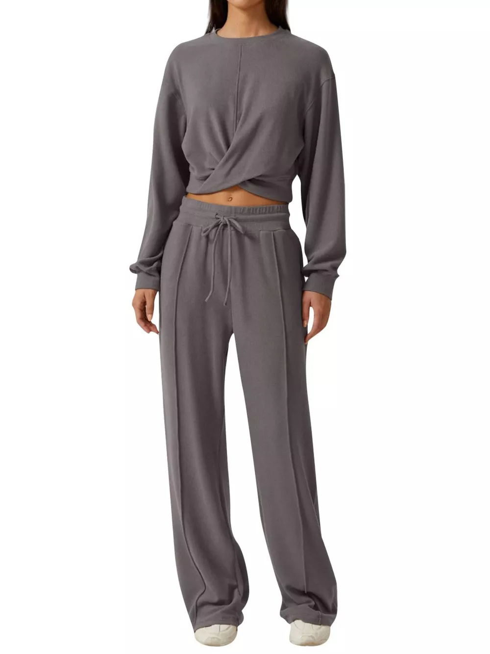 Twist-Front Long Sleeve Top and Pants Set, image 4