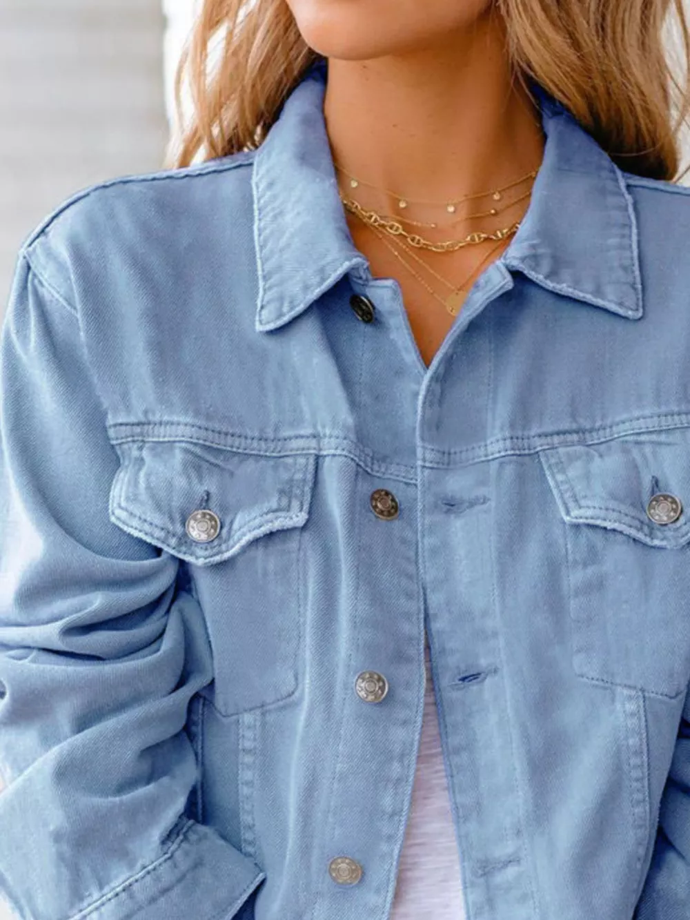 Button Up Long Sleeve Denim Jacket, image 30