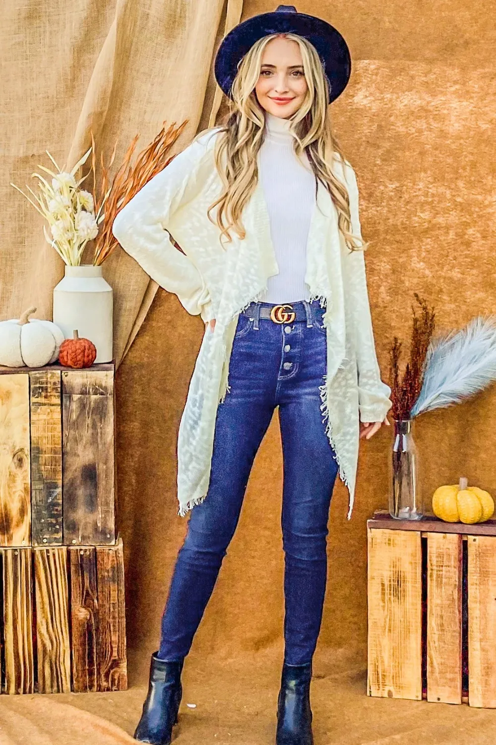 Textured Knit Fringe Hem Cardigan, image 5