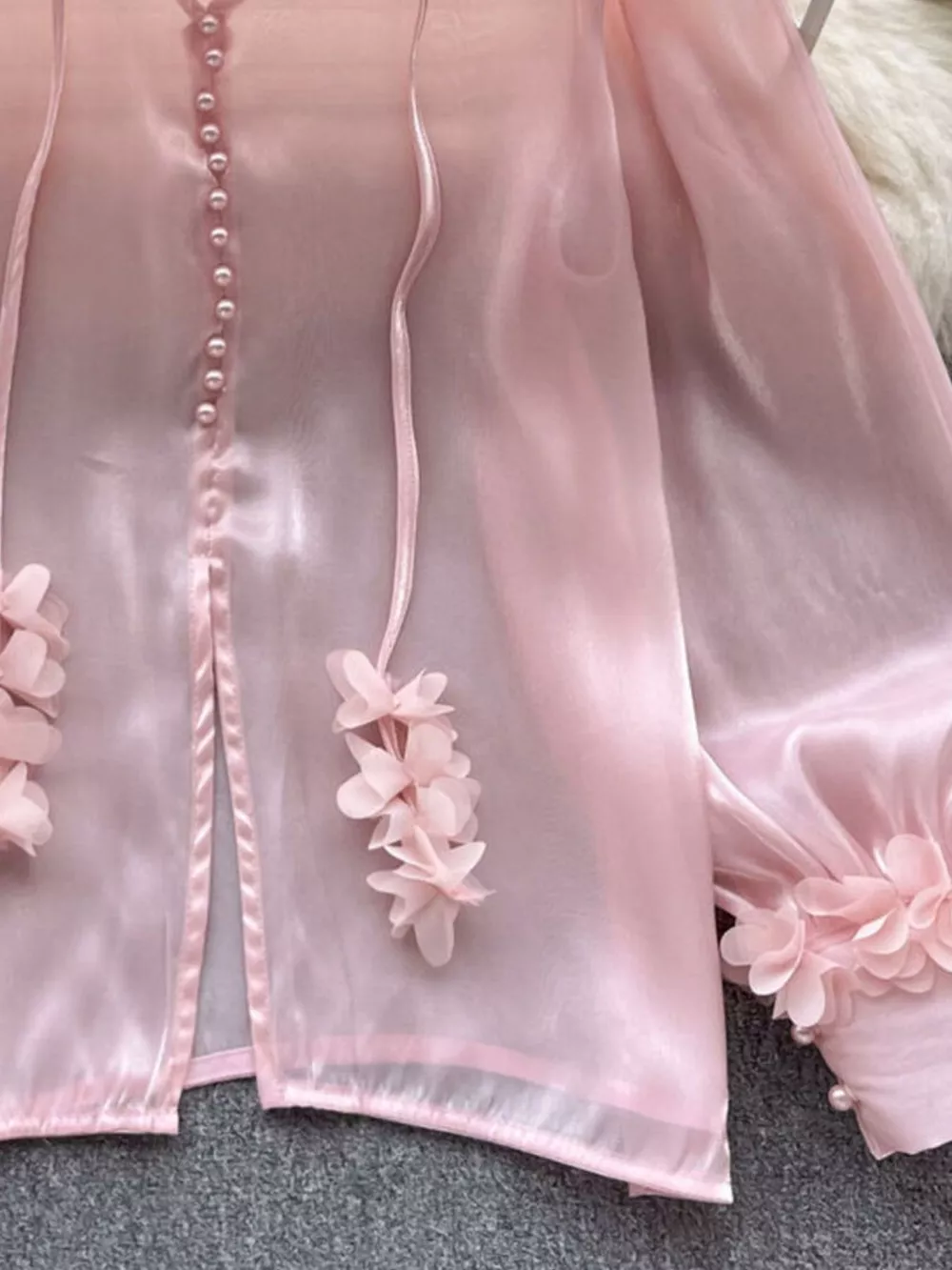 Sheer Floral Embellished Shirt, image 3