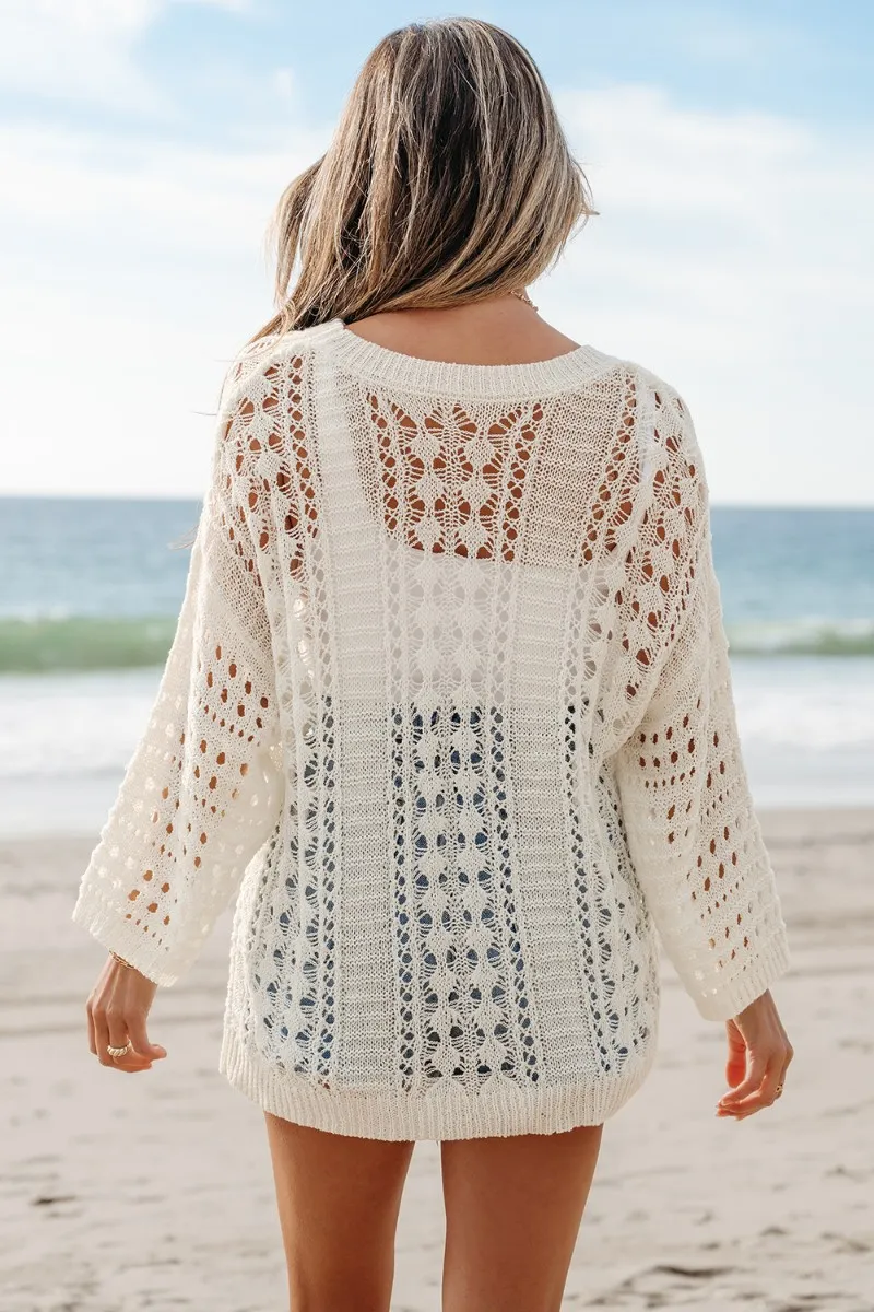 Hollow Out Drop Shoulder Sweater, image 13