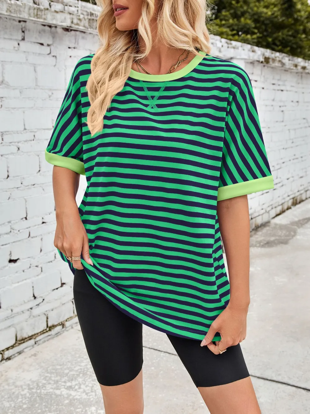 Striped Round Neck Half Sleeve T-Shirt, image 31